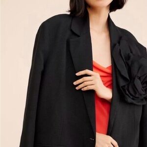 FARM Rio Black Blazer with Floral Accent Large, worn once for wedding,